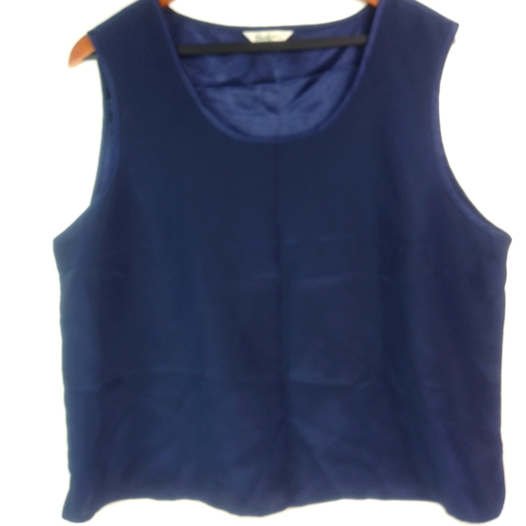 Berkertex Tops - Berkertex 22 Dark Navy Sleeveless Satin Shell Top Plus